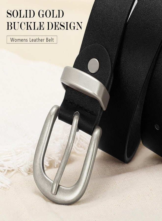 VONMELLI Women's Belt for Jean Pant, Women's Black Leather Belt for Dress with Sliver Buckle，S - Image 4